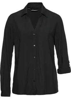 bonprix bonprix Blusa de viscosa fluida Negro Outlet