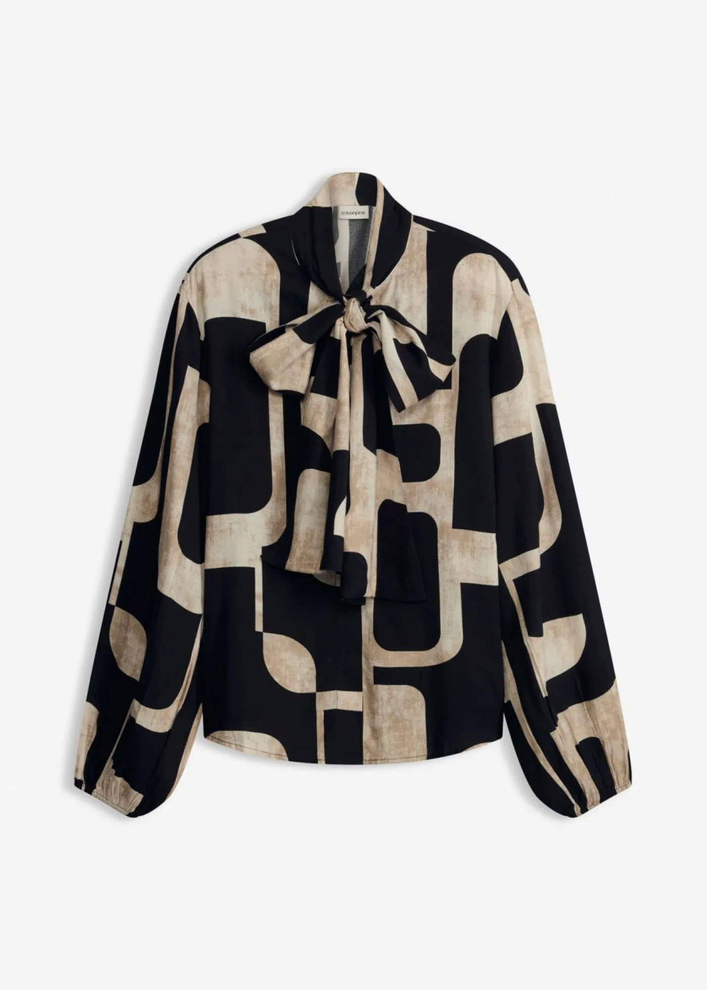 bonprix bonprix Blusa de viscosa fluida Negro-crema