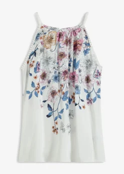 bonprix bonprix Blusa de viscosa fluida Blanco lana de flores Discount