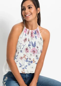 bonprix bonprix Blusa de viscosa fluida Blanco lana de flores Discount