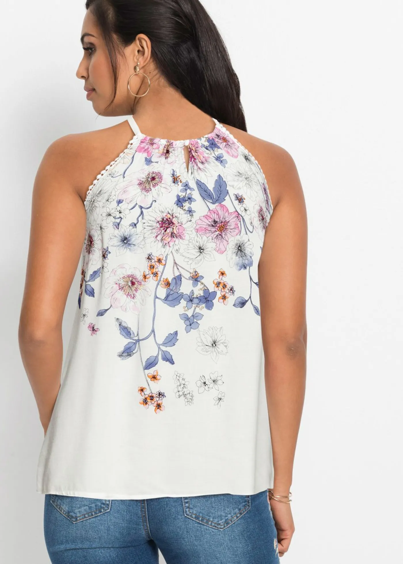bonprix bonprix Blusa de viscosa fluida Blanco lana de flores Discount