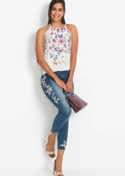 bonprix bonprix Blusa de viscosa fluida Blanco lana de flores Discount