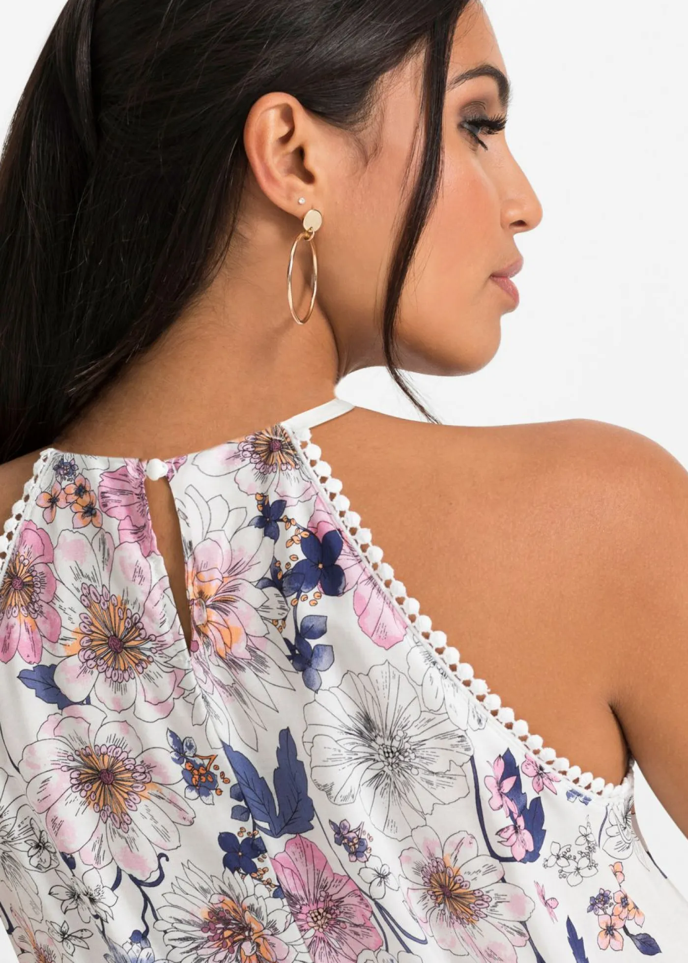 bonprix bonprix Blusa de viscosa fluida Blanco lana de flores Discount
