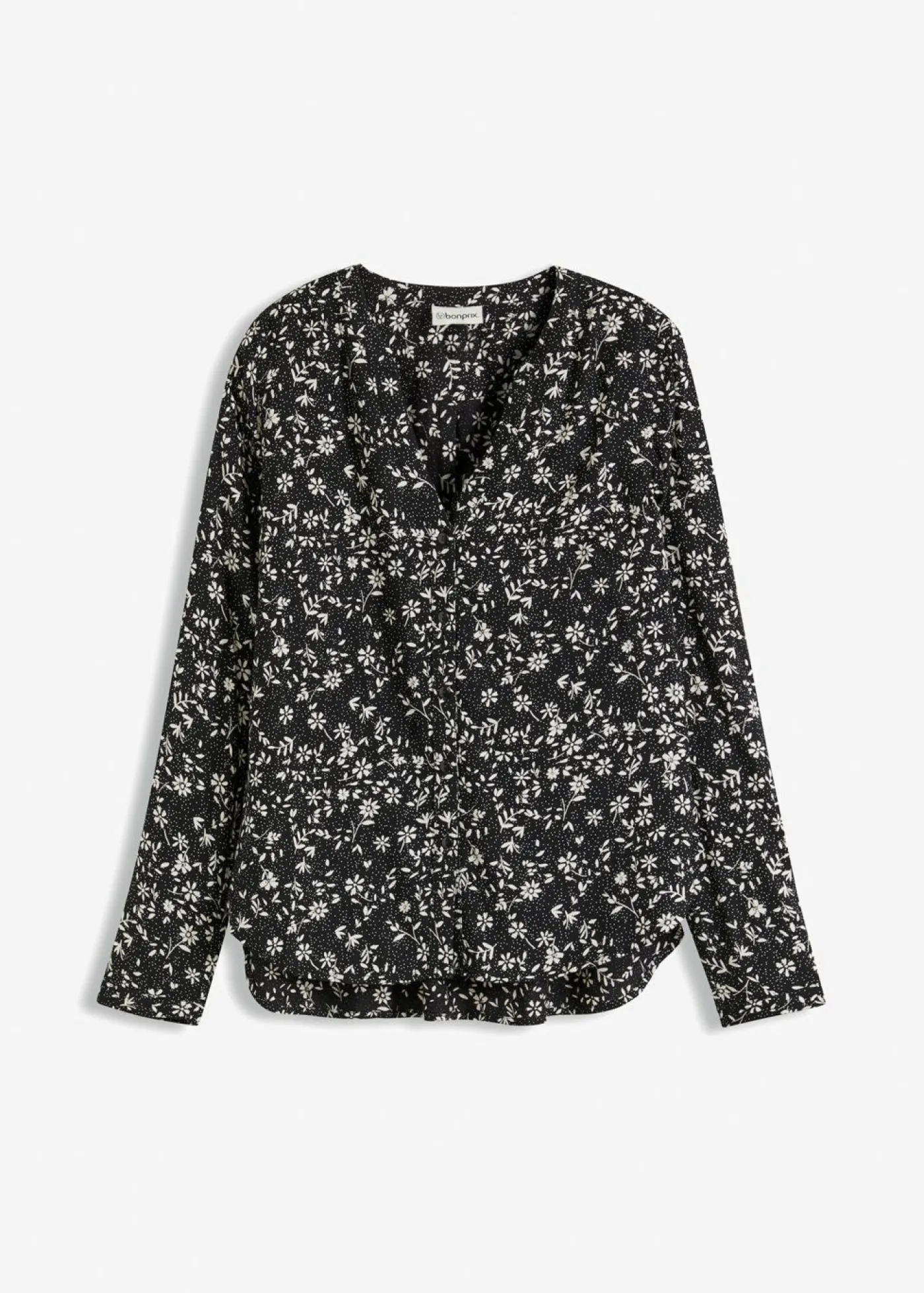 bonprix bonprix Blusa de viscosa fluida Negro-blanco lana Clearance