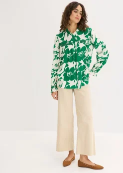 bonprix bonprix Blusa de viscosa fluida Blanco-verde Online