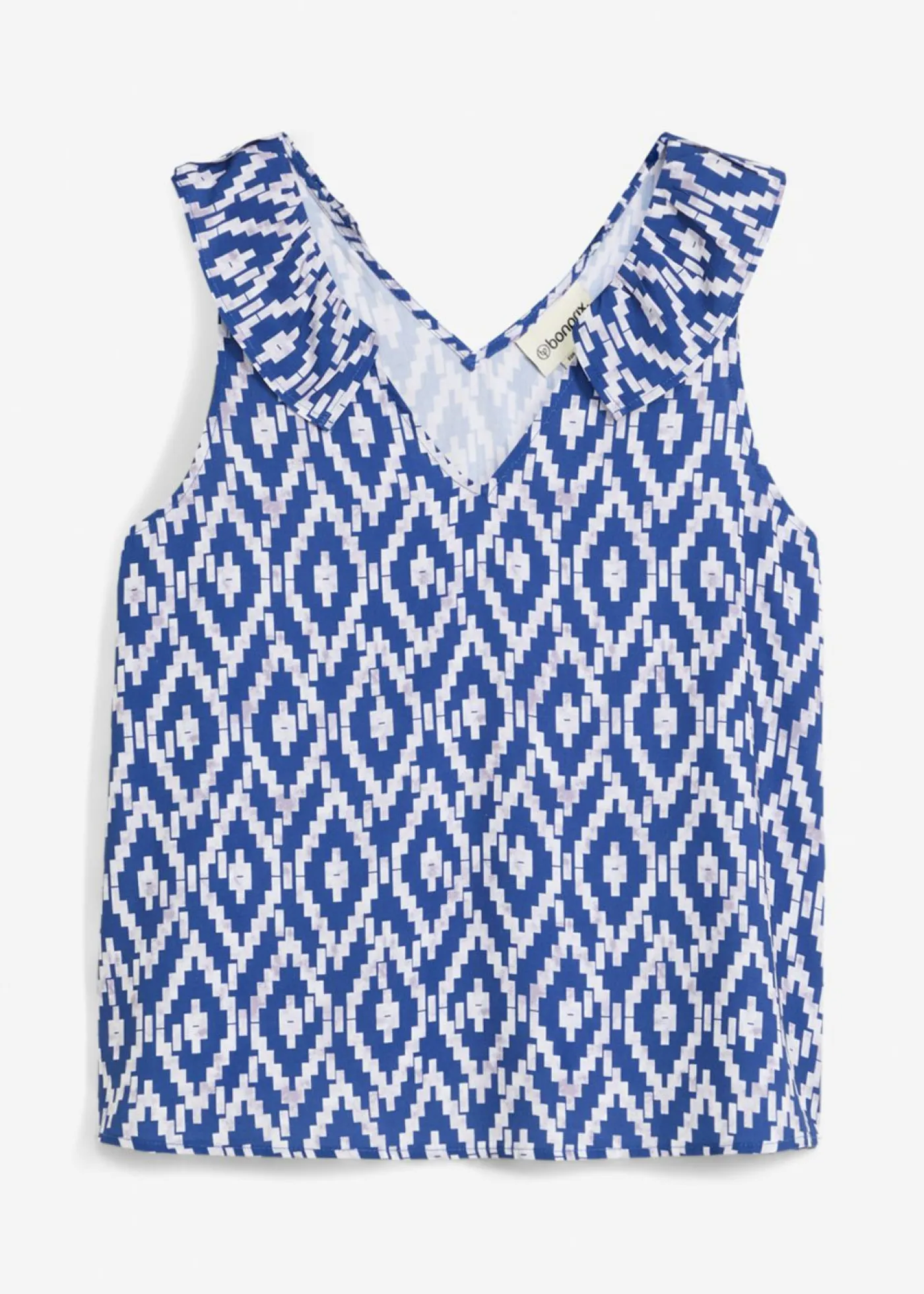 bonprix bonprix Blusa de viscosa fluida Azul glaciar/azul marino/blanco con estampado gráfico Best