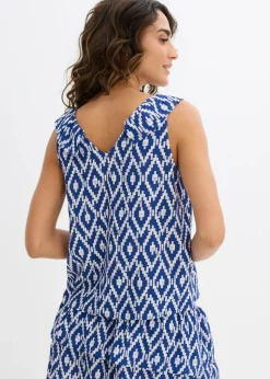 bonprix bonprix Blusa de viscosa fluida Azul glaciar/azul marino/blanco con estampado gráfico Best