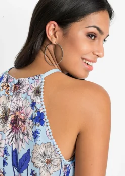 bonprix bonprix Blusa de viscosa fluida Azul claro de flores Online