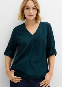 bonprix bonprix Blusa de viscosa fluida Verde intenso Sale