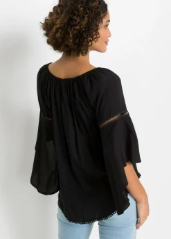 bonprix bonprix Blusa de viscosa pura Negro New