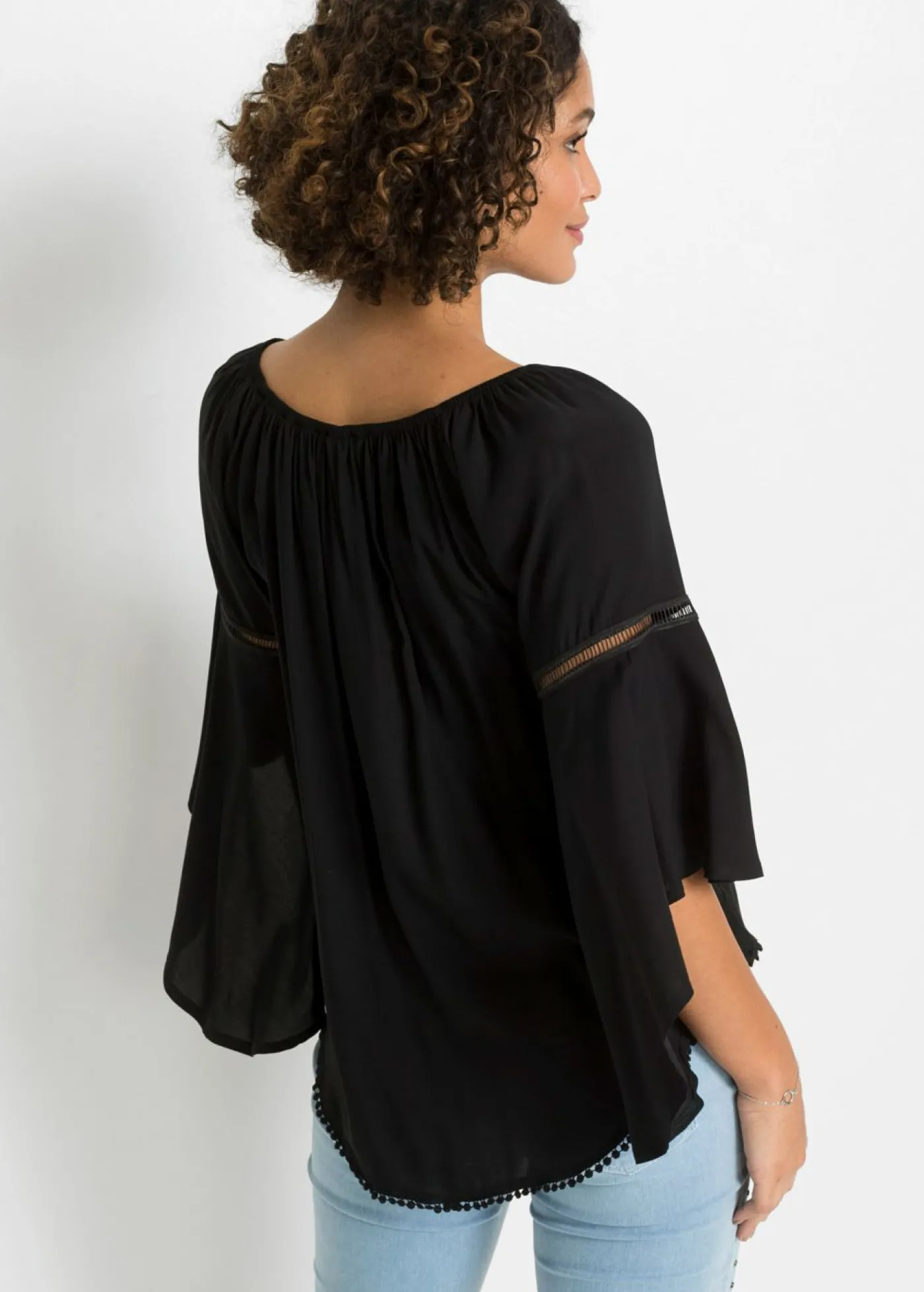 bonprix bonprix Blusa de viscosa pura Negro New