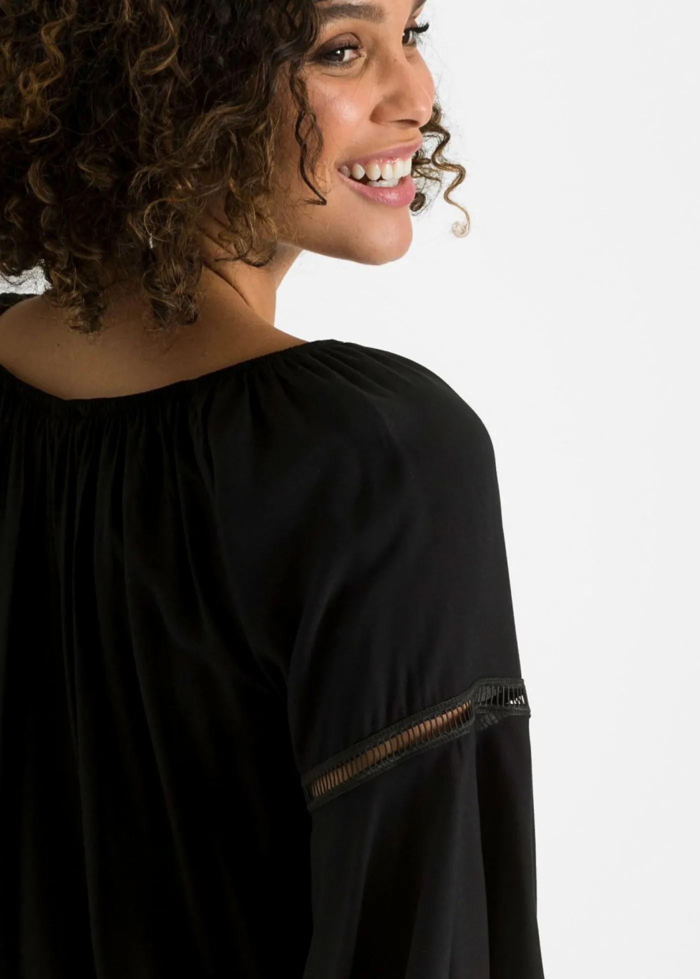 bonprix bonprix Blusa de viscosa pura Negro New