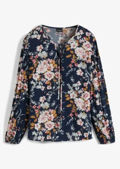 bonprix bonprix Blusa de viscosa pura Azul marino Hot