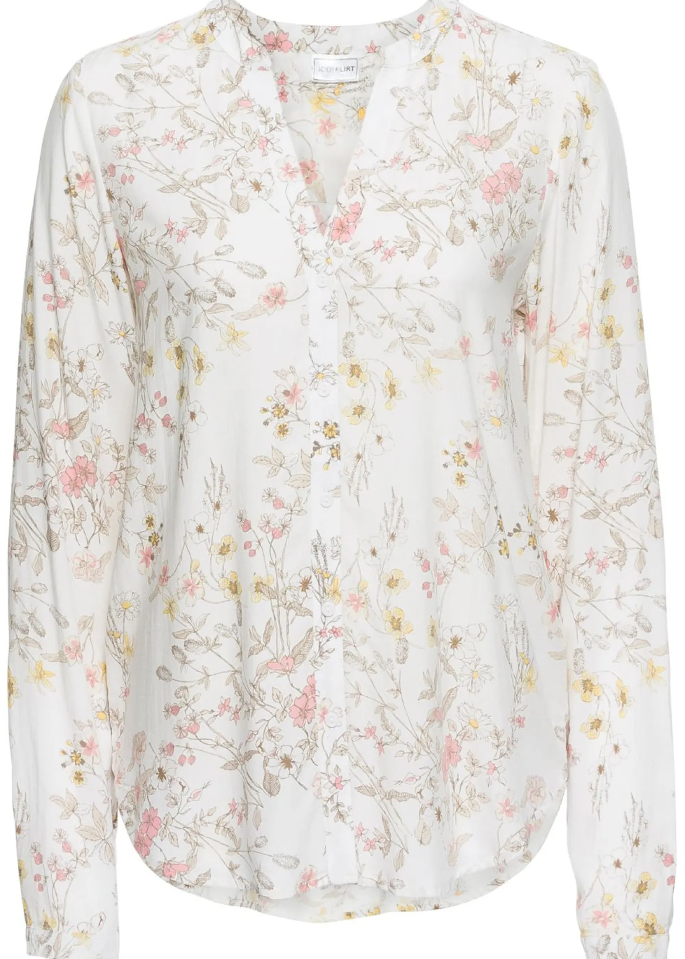 bonprix bonprix Blusa de viscosa pura Blanco lana de flores