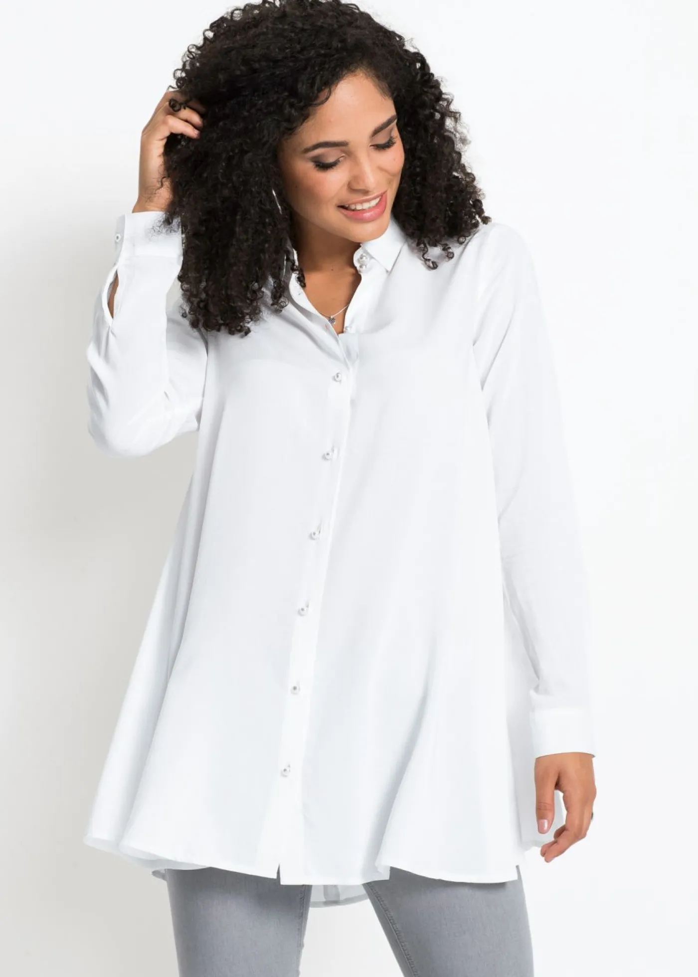 bonprix bonprix Blusa de viscosa pura Blanco Clearance