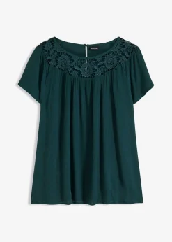 bonprix bonprix Blusa de viscosa pura Verde intenso New