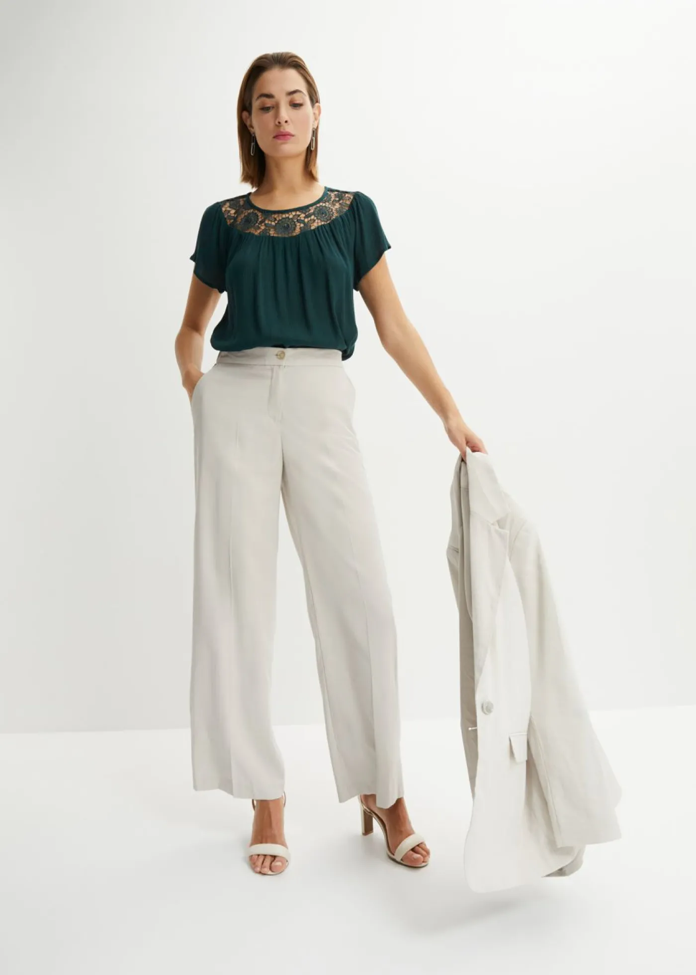 bonprix bonprix Blusa de viscosa pura Verde intenso New