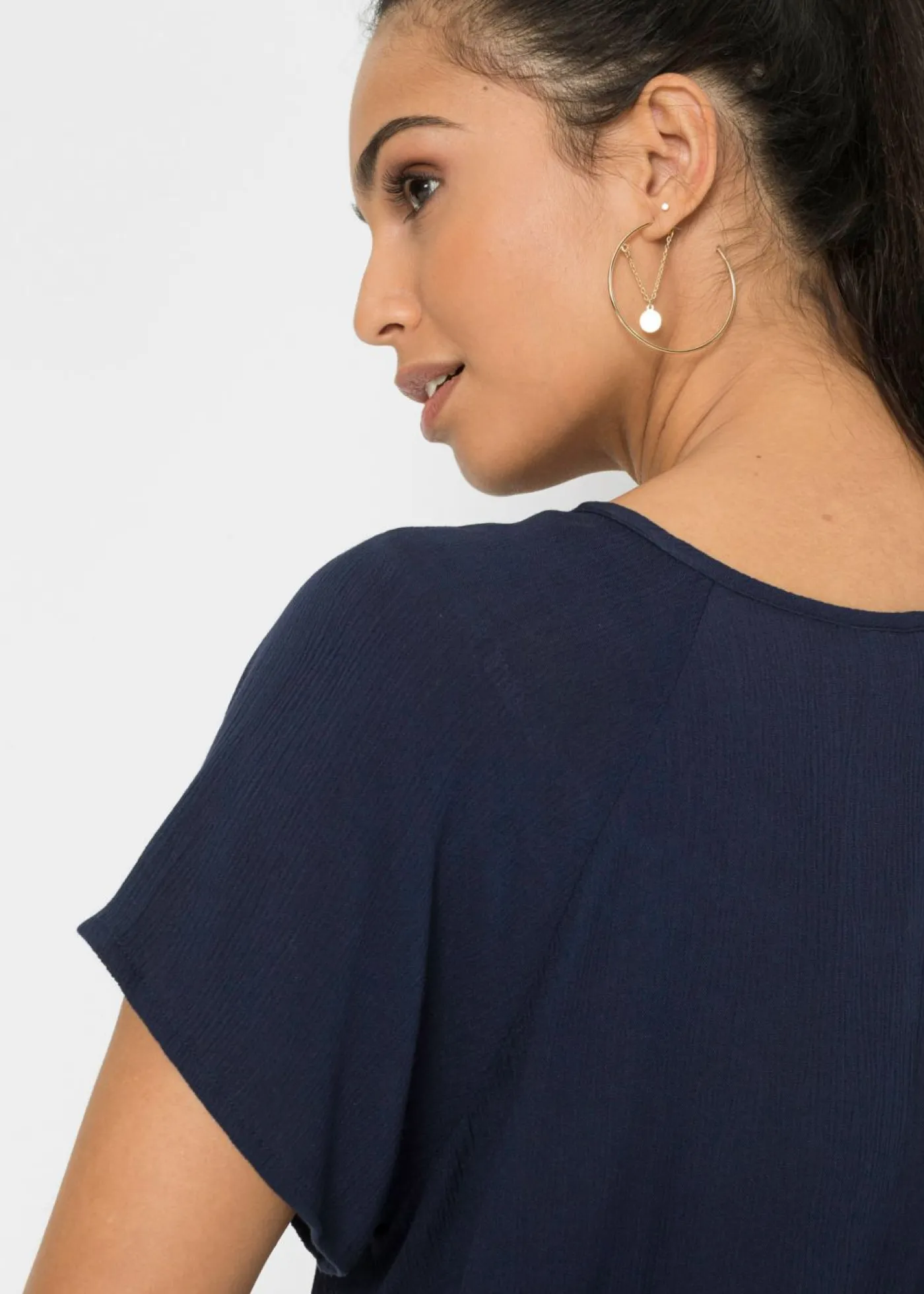 bonprix bonprix Blusa de viscosa pura Azul marino Online