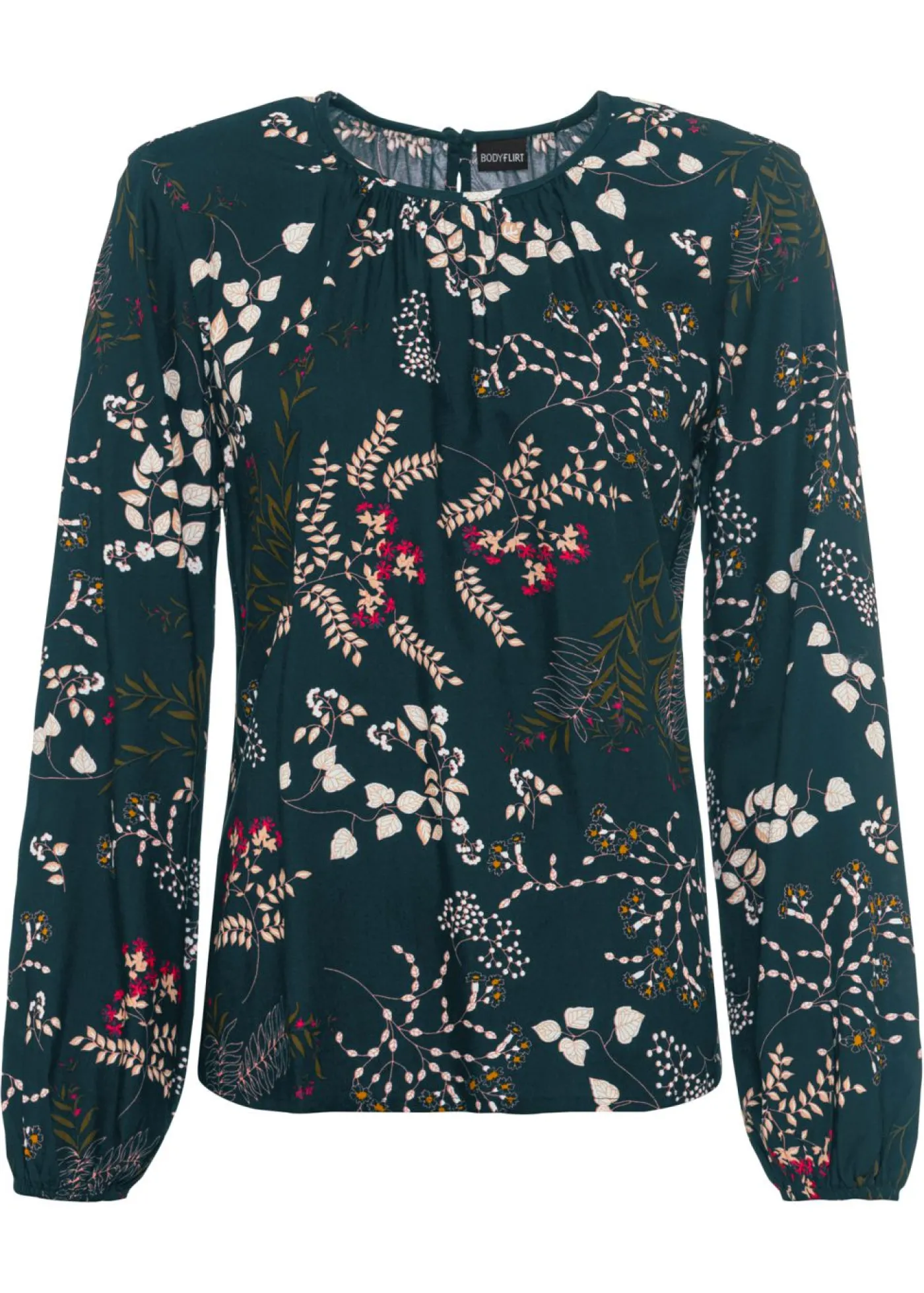 bonprix bonprix Blusa de viscosa sostenible verde intenso con flores