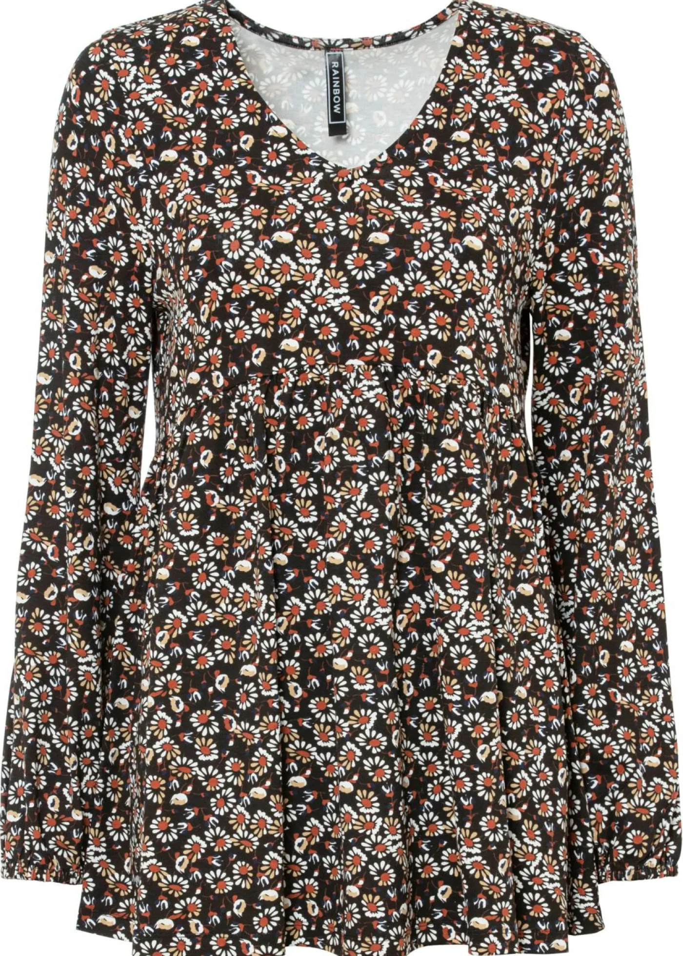 bonprix bonprix Blusa de viscosa sostenible negro/óxido/azul marino/blanco lana de flores Clearance