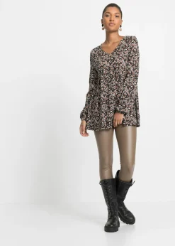 bonprix bonprix Blusa de viscosa sostenible negro/óxido/azul marino/blanco lana de flores Clearance