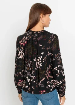 bonprix bonprix Blusa de viscosa sostenible Negro de flores