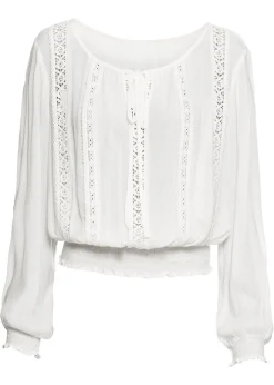 bonprix bonprix Blusa de viscosa suave Blanco lana Discount