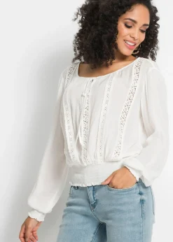 bonprix bonprix Blusa de viscosa suave Blanco lana Discount