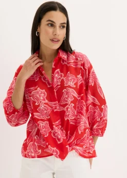 bonprix bonprix Blusa estampada rosa caliente Online