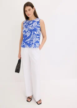bonprix bonprix Blusa estampada Azul-blanco New