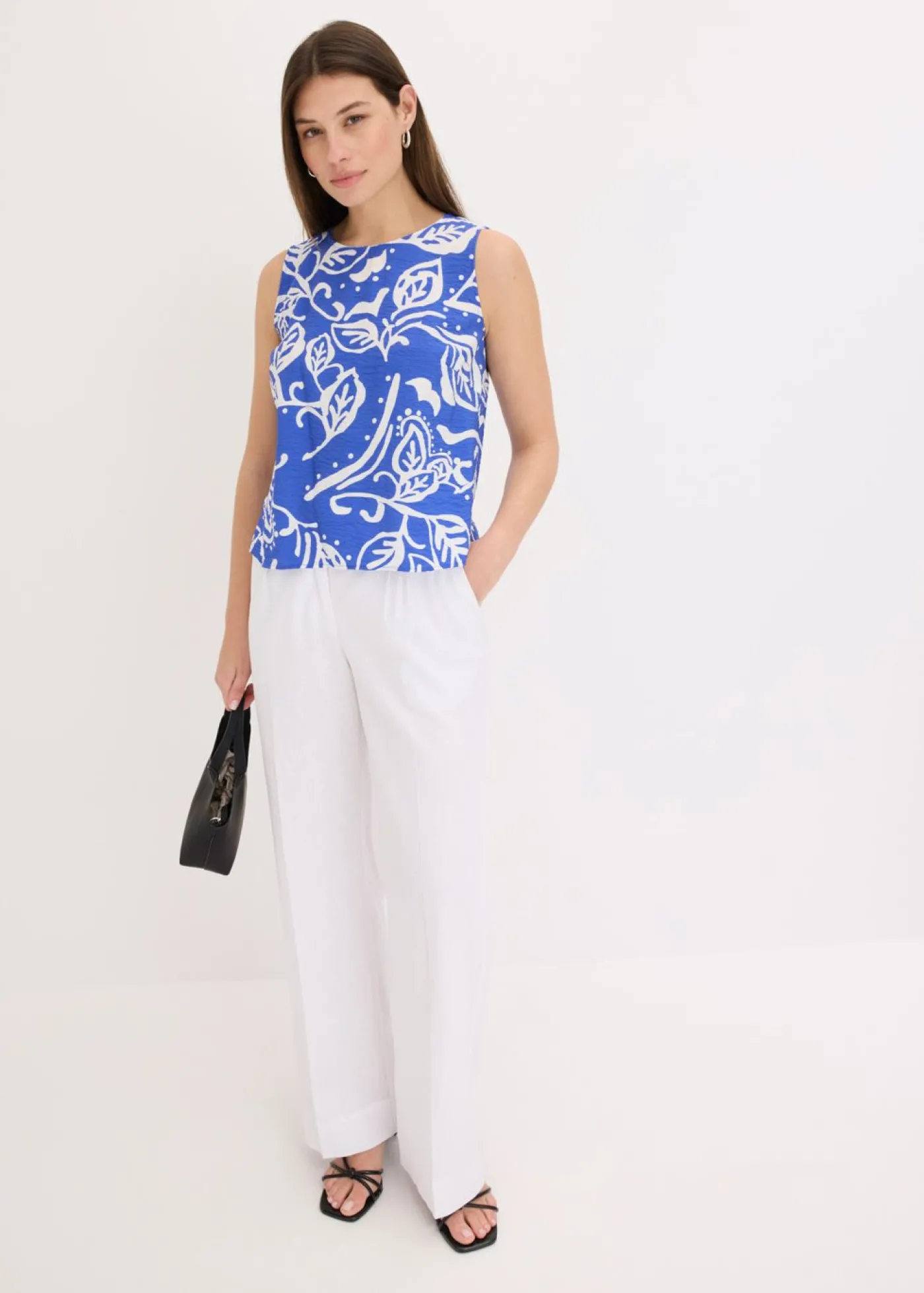 bonprix bonprix Blusa estampada Azul-blanco New