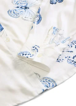 bonprix bonprix Blusa estampada de viscosa Blanco-azul estampado Sale