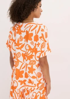 bonprix bonprix Blusa estampada tipo túnica de viscosa fluida blanco lana-mango Online