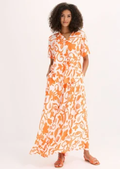 bonprix bonprix Blusa estampada tipo túnica de viscosa fluida blanco lana-mango Online