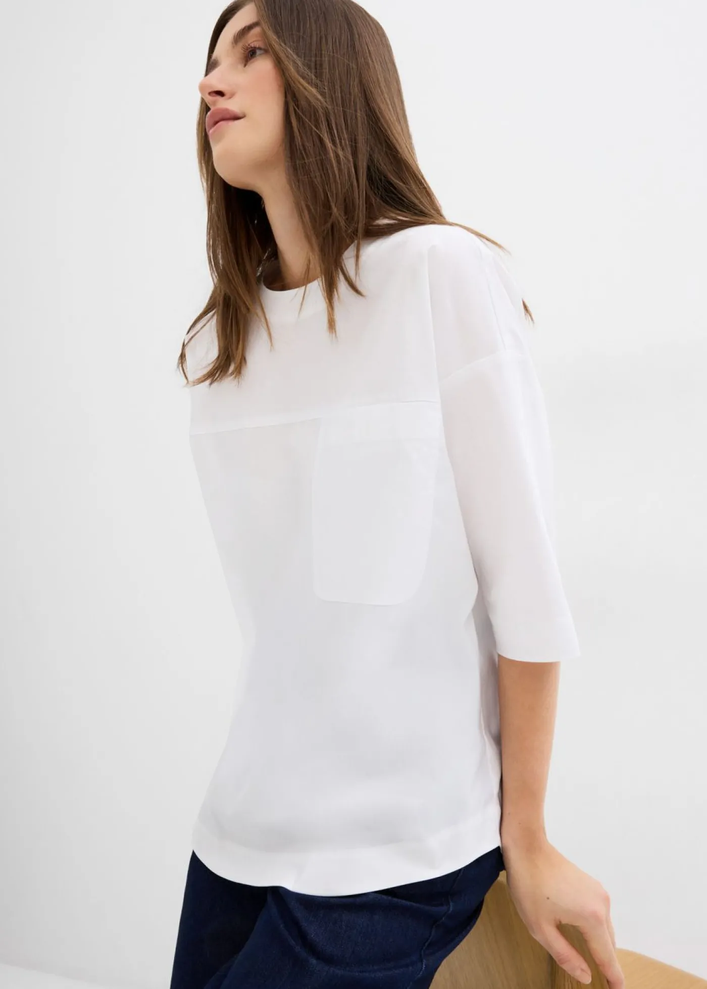 bonprix bonprix Blusa holgada Blanco Online