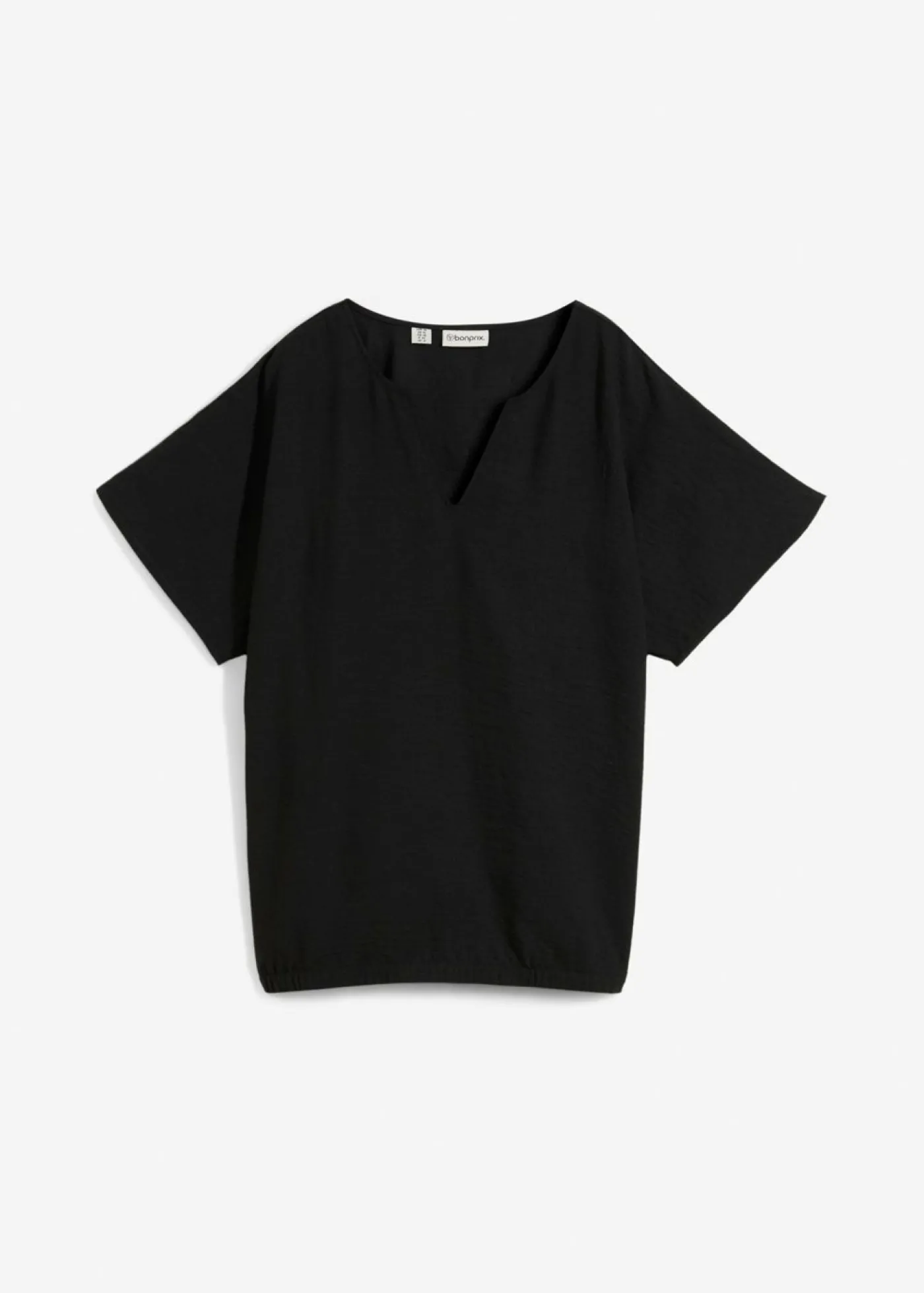 bonprix bonprix Blusa holgada con dobladillo elástico Negro Clearance