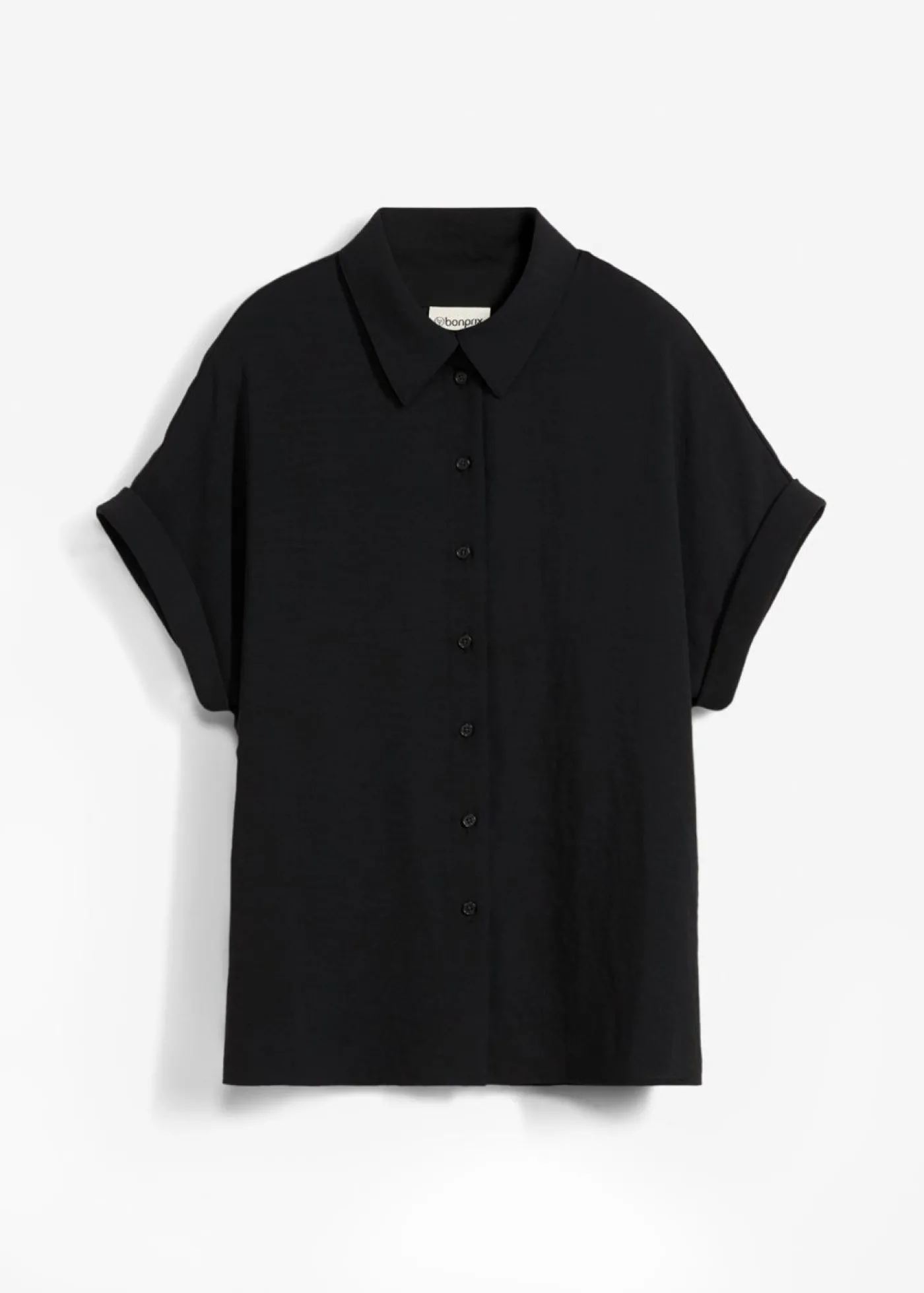 bonprix bonprix Blusa holgada de crepé estructurado Negro Online