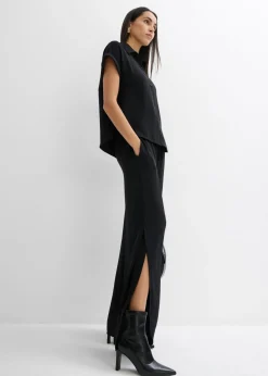 bonprix bonprix Blusa holgada de crepé estructurado Negro Online