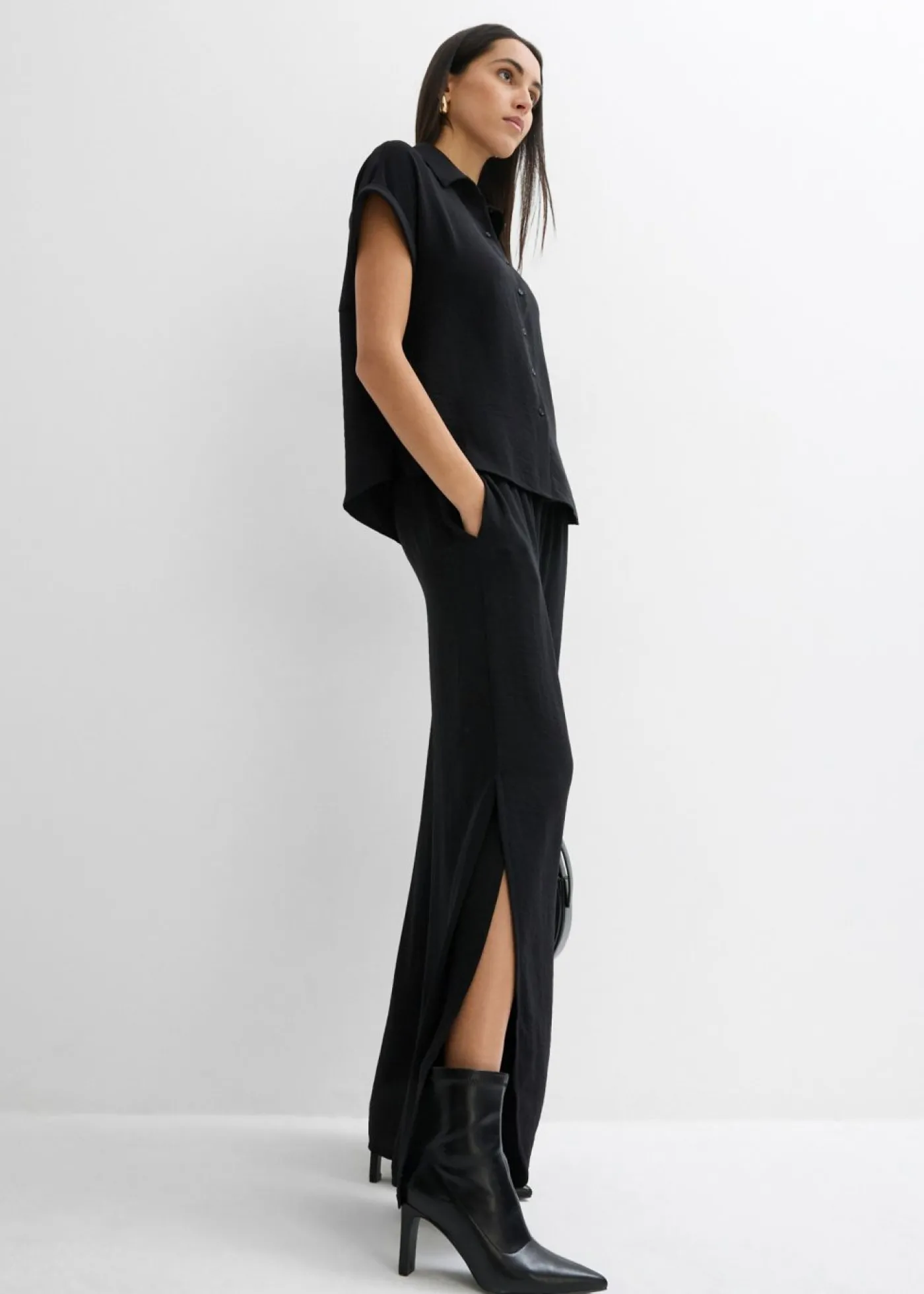 bonprix bonprix Blusa holgada de crepé estructurado Negro Online