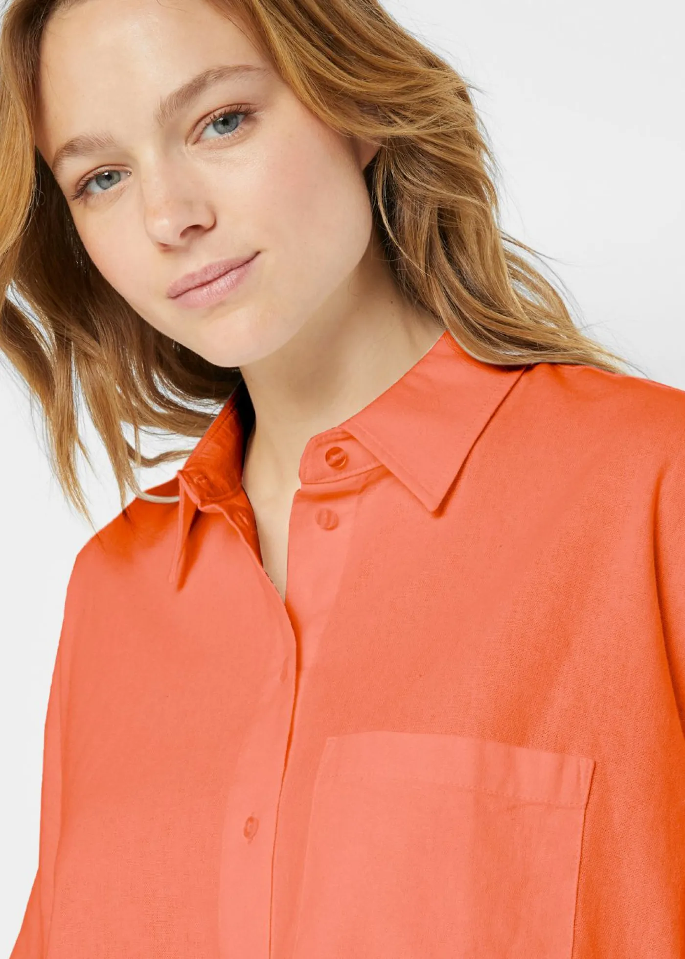 bonprix bonprix Blusa holgada de media manga con lino Naranja cobrizo New