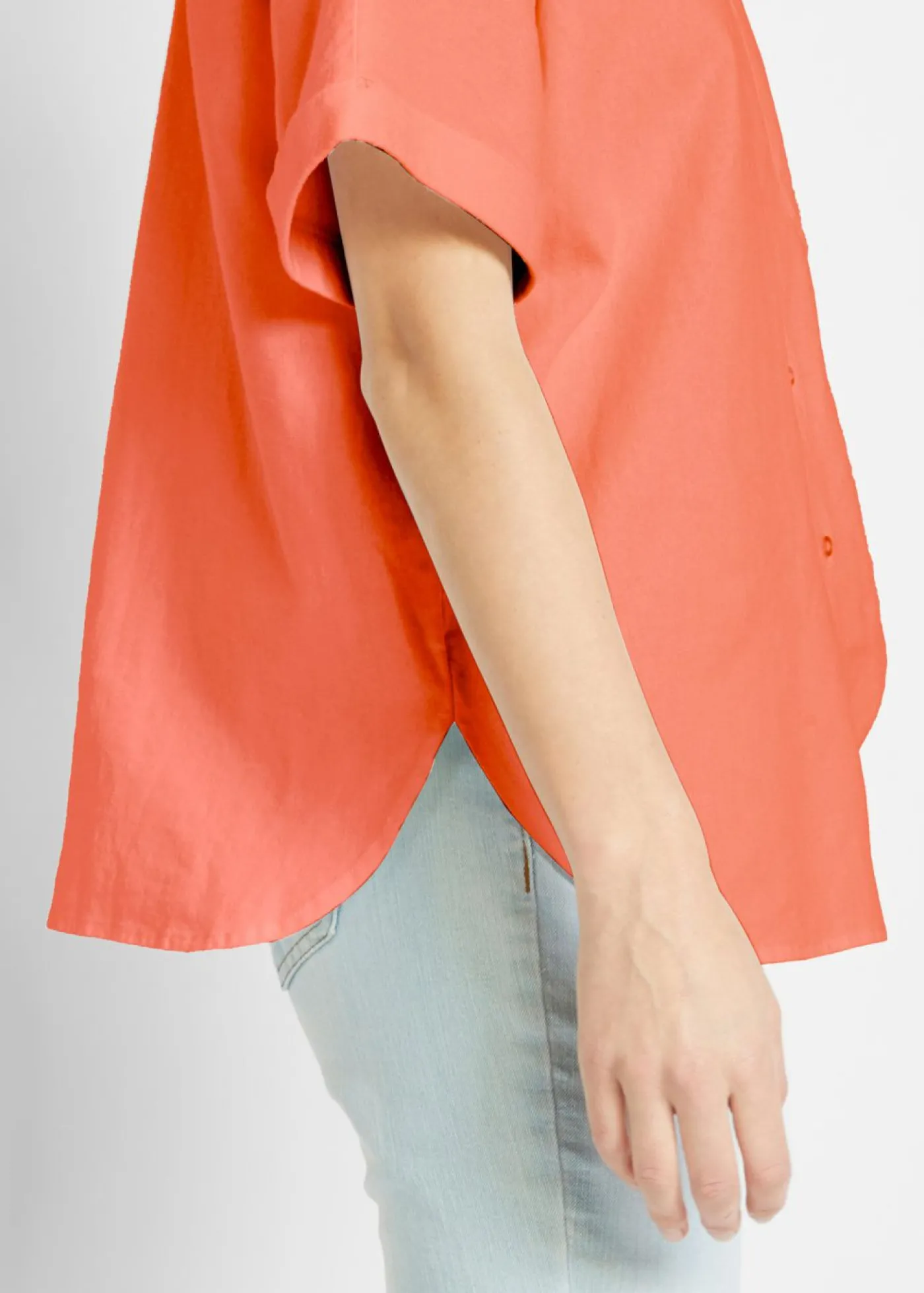 bonprix bonprix Blusa holgada de media manga con lino Naranja cobrizo New