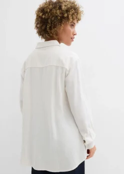 bonprix bonprix Blusa holgada de mezcla de lino Blanco lana Discount