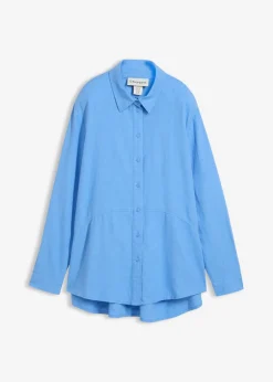 bonprix bonprix Blusa holgada de mezcla de lino azul provenzal New