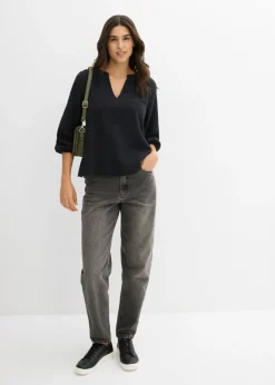 bonprix bonprix Blusa holgada de muselina Negro