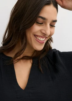 bonprix bonprix Blusa holgada de muselina Negro