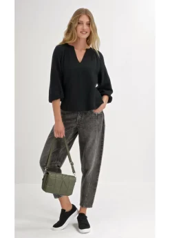 bonprix bonprix Blusa holgada de muselina Negro