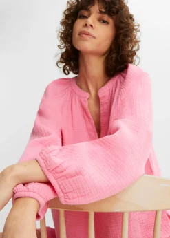 bonprix bonprix Blusa holgada de muselina Rosa brillante Hot