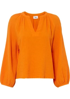 bonprix bonprix Blusa holgada de muselina Naranja calabaza Sale