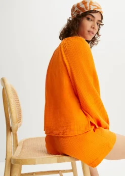 bonprix bonprix Blusa holgada de muselina Naranja calabaza Sale