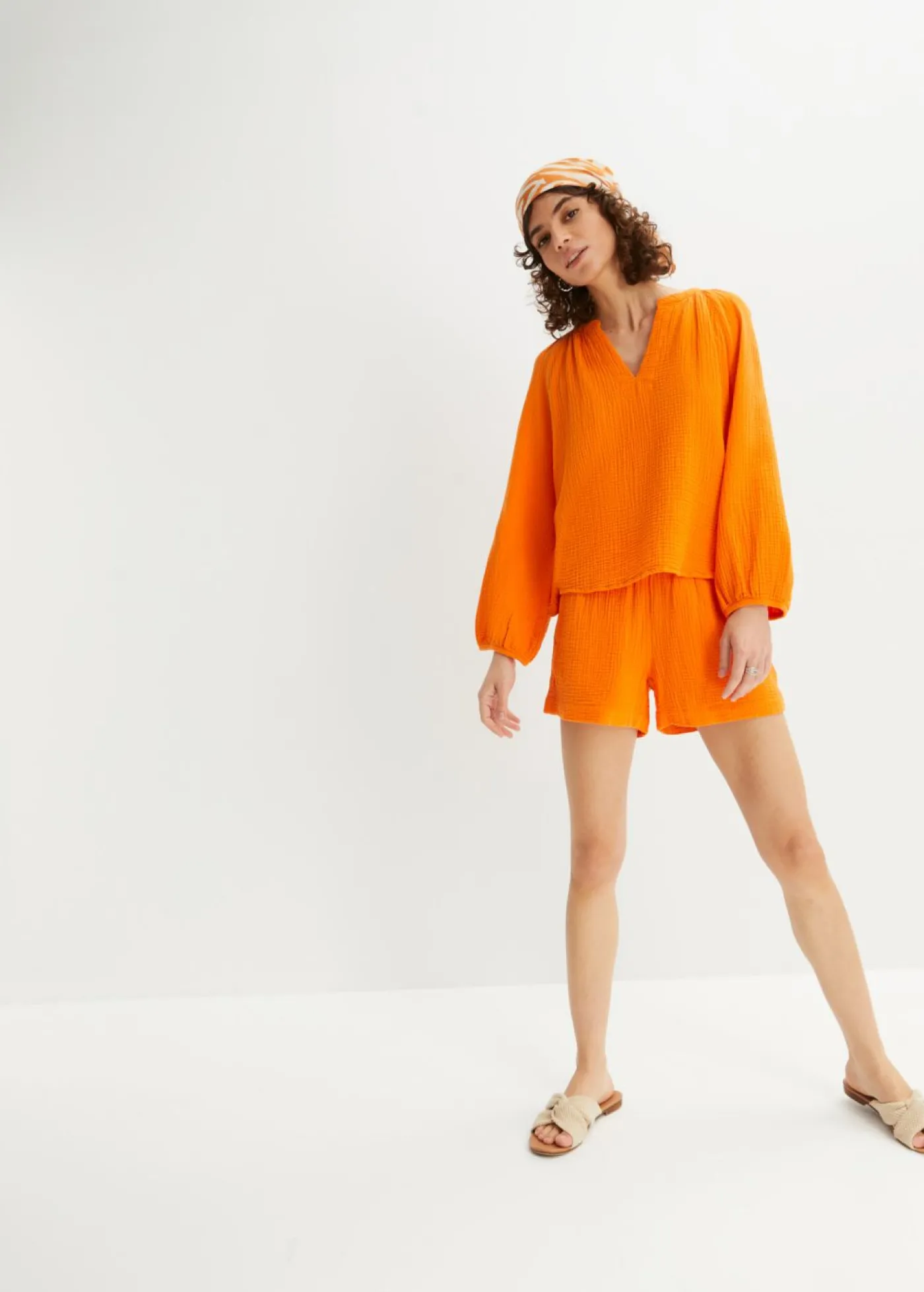 bonprix bonprix Blusa holgada de muselina Naranja calabaza Sale